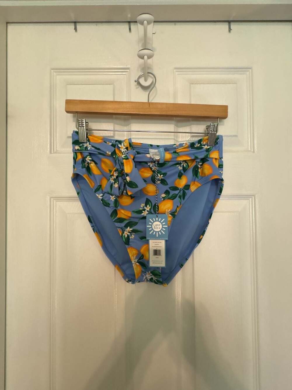 Draper James Lemon Print High Waist Bikini Bottom Sz M, Vista blue tie waist